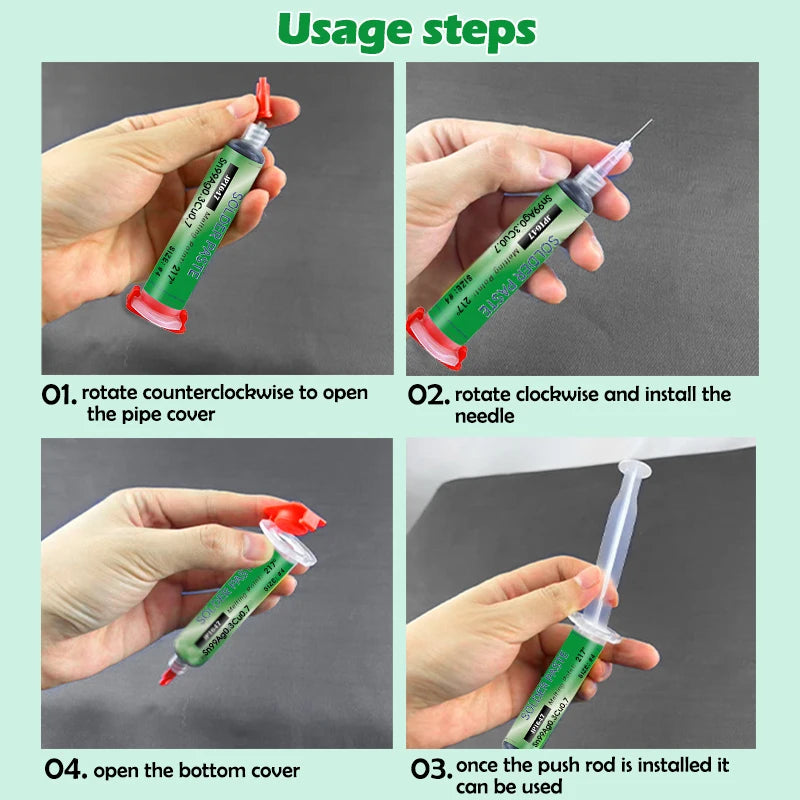 Sn99Ag0.3Cu0.7 Lead Free High-Temperature Solder Paste Needle Tube for SMT PCB BGA Mobile USB Phone Socket Repair, LED Soldering
