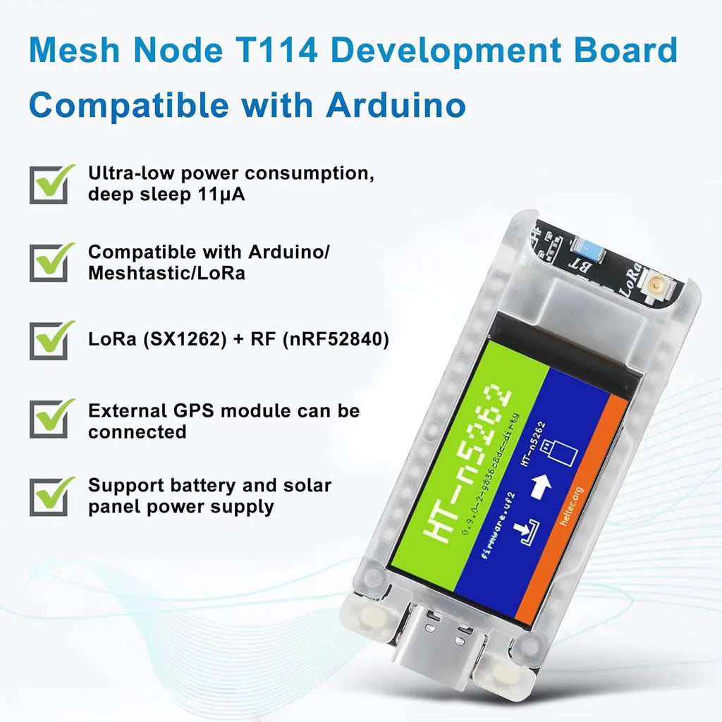 Heltec Mesh Node T114 nRF52840 SX1262 LoRa Meshtastic Board 868MHz 915MHz Ultra Low Power TFT Display Solar GPS Interface
