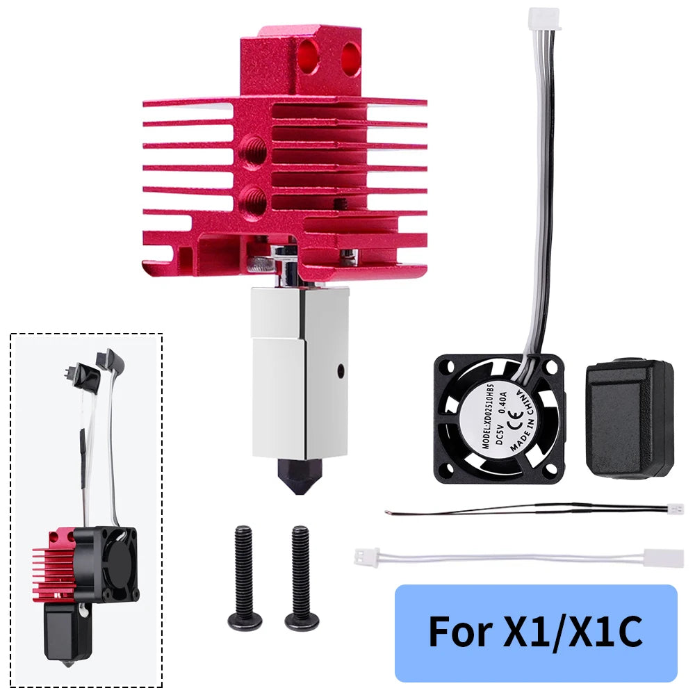 Upgrades V2.0 For Bambu Lab P1P Hotend Kit Bi Metal Throat For Bamboo X1C Hot End X1 Nozzle P1S Thermistor Hardened Steel Nozzle