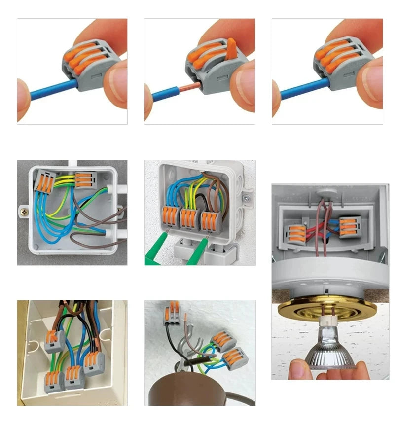 5/10pcs 222-412 222-413 222-415 WAGO Quick Wiring Terminal 2/3/5 Holes 0.08-4mm² Electrical Equipment Lever Wire Connector