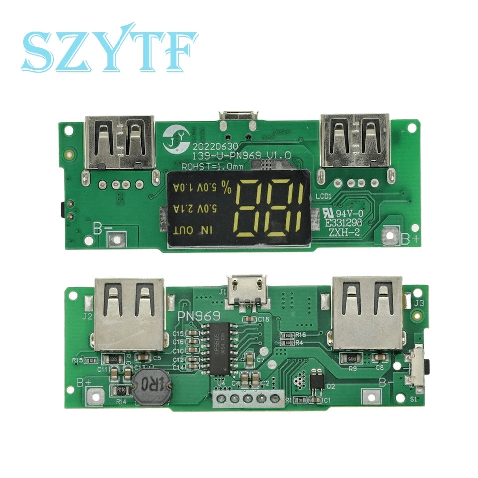 Lithium Battery Charger Board LED Dual USB 5V 2.4A Micro or Type-C USB Mobile Power Bank 18650 Charging Module