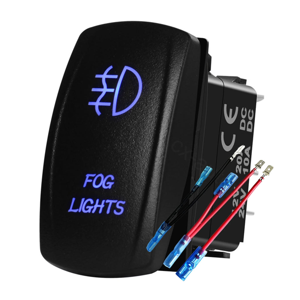12V 24V Boat Trim Tabs Switch (ON)-OFF-(ON) Momentary Rocker Switch Waterproof Blue Light ON-OFF Toggle Switch With Harness