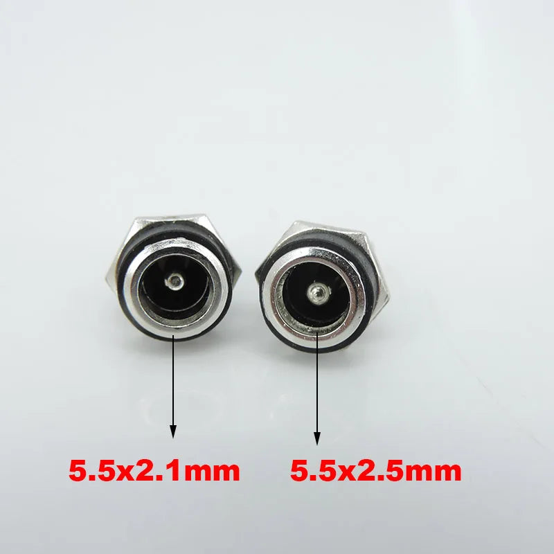 DC022B 5.5 X 2.1mm DC Power Jack Supply Socket Connector DC Female 2 Terminal 2 Pin Panel Mount Connector Plug Adapter 5.5*2.5