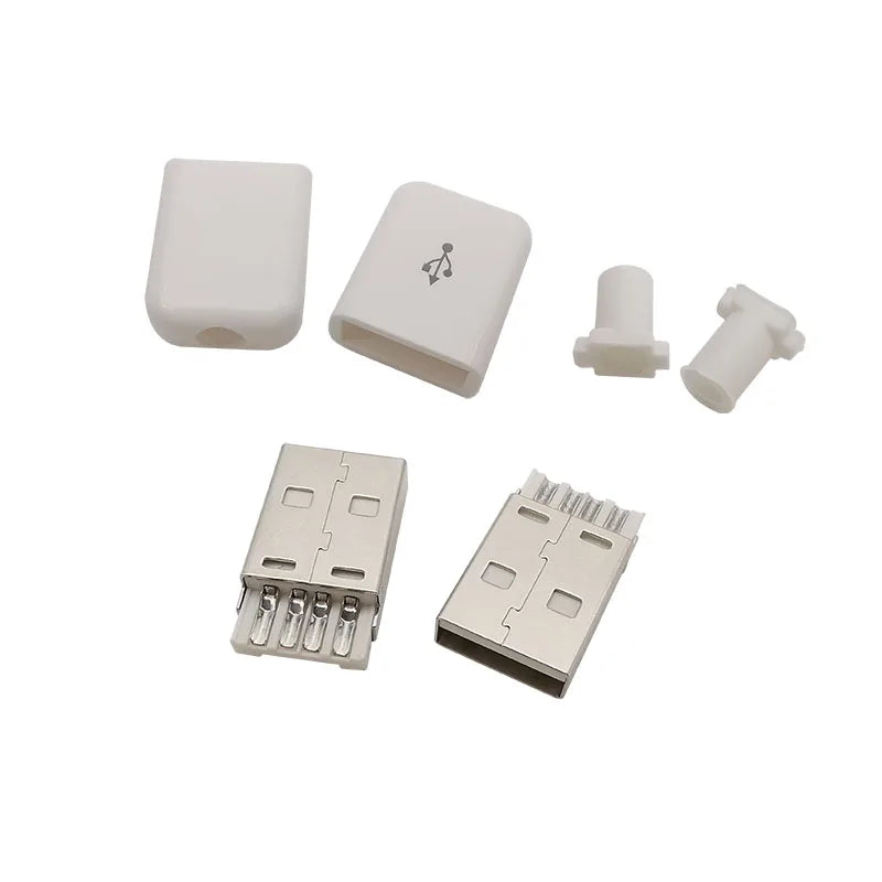 5Pcs/lot USB 2.0 Type A Male Plug 4 Pin Assembly Soldering Type Connector DIY Repair Charging Plug USB-A Adapter Connectors
