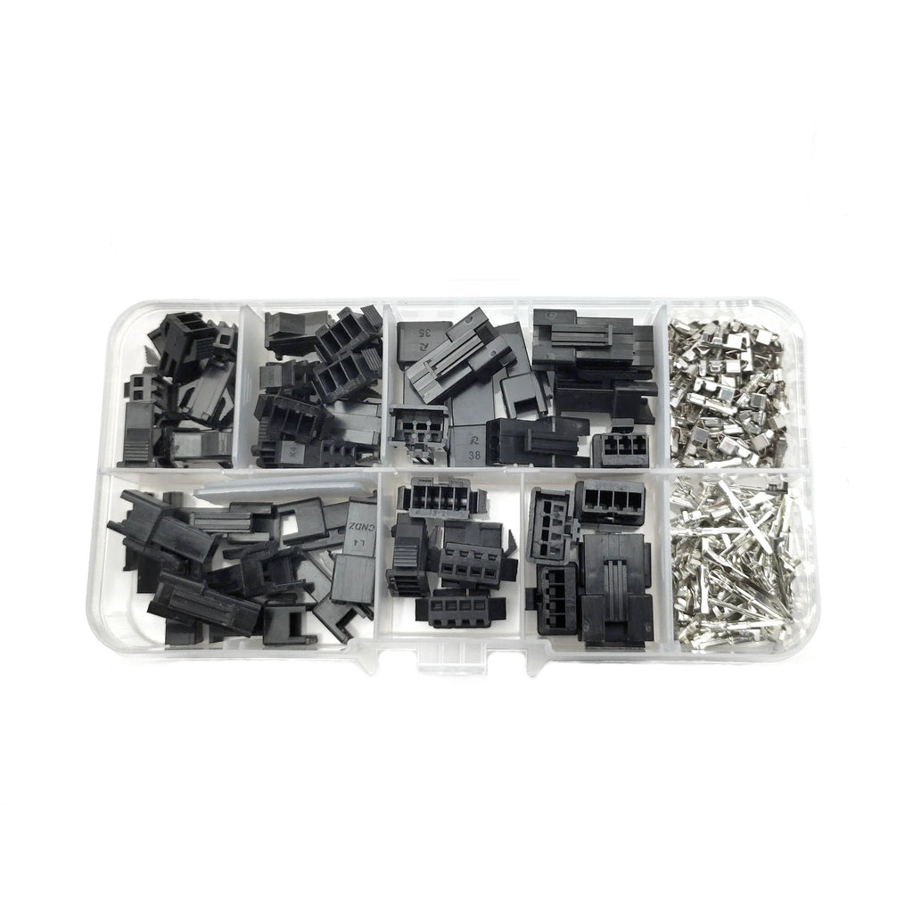 200 Pcs/Box JST SM 2.54mm 2P 3P 4P 5P Connector Kit, Male & Female Plug Housings with Crimp Terminals