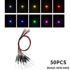 50Pcs 0402 0603 SMD Lamp Wired Micro Litz Led Pre-soldered Chip Wired 12V 30cm Railway Model Toy Light DIY Leads with Resistance