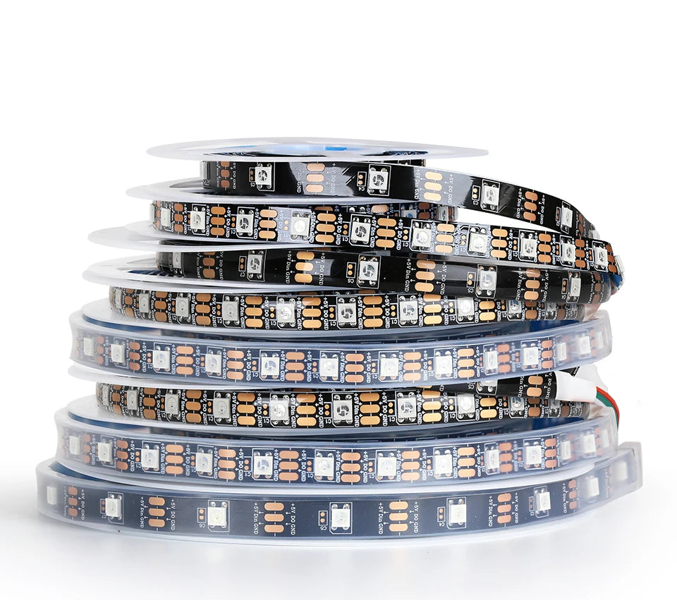 WS2812B Led Lights DC5V Smart RGB Led Strip Light Individually Addressable IC Magic Strip Light Black White PCB IP30/IP65/IP67