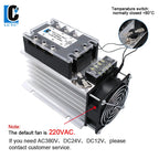 LCTC Three Phase Solid State Relay SSR Zero Cross 3-phase Load Relay 3-32VDC Control With Radiator 380V10A 25A 40A 60A 80A 100A