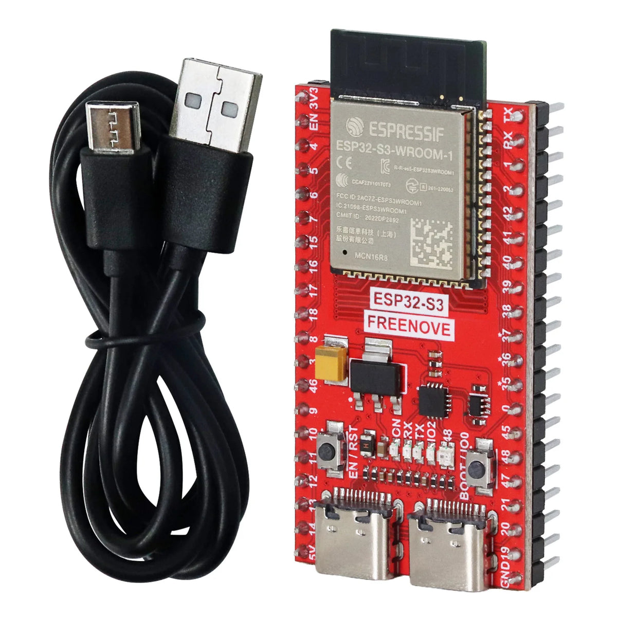 Freenove ESP32 ESP32-S3 Development Board Kit, USB-OTG WiFi+BT, 240 MHz 32-bit Dual-core, Python C, Example Projects Tutorial