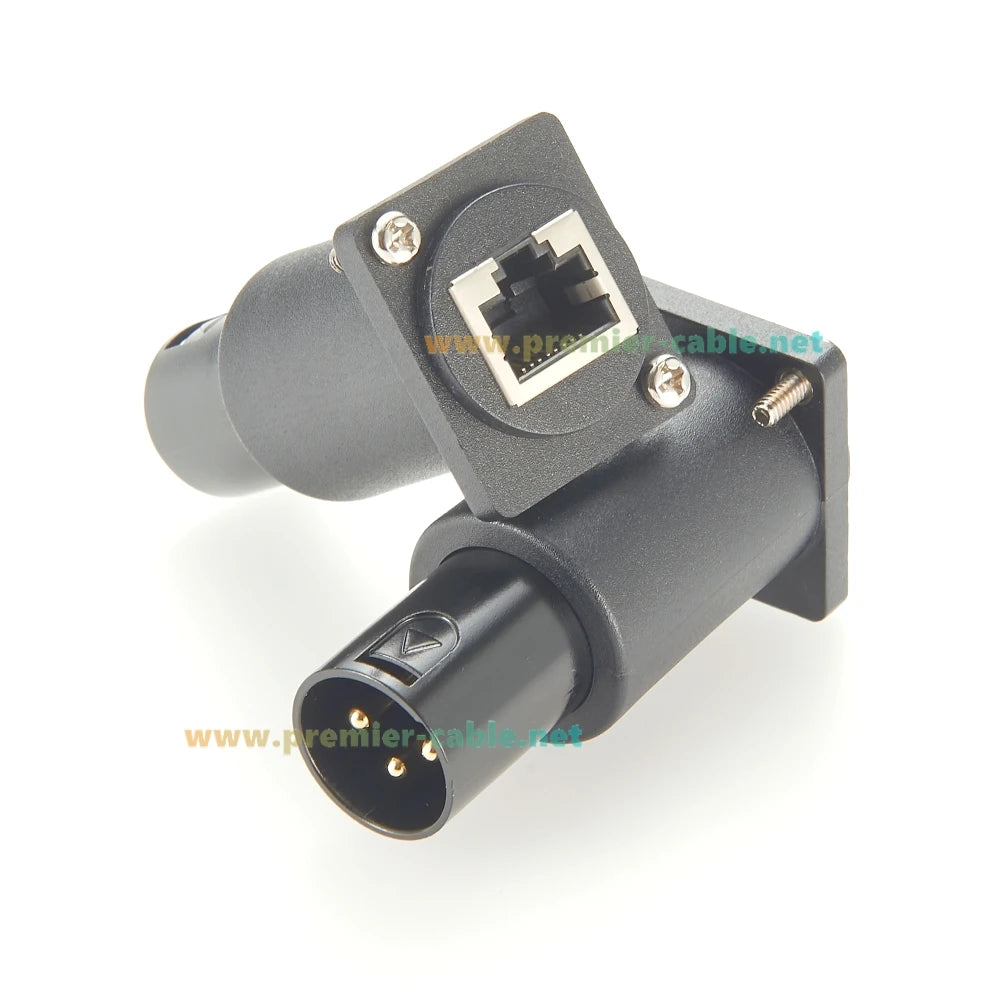 D Type DMX512 XLR 3Pin Male to RJ45 Female Converter CAT5e Ethernet Flange Chassis Panel Mount Passthrough Adapter for DMX-CON