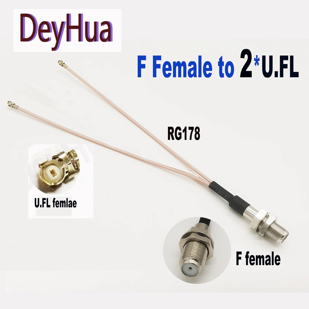 2/10pcs F Female to 6X U.FL Splitter F Female to 2345 6 X U.fl 1 Female RG178 1.13 Cable WIFI Antenna Extension Jumper Pigtail