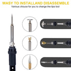JCD 80W Engraving Pen Electric Soldering Iron Wood Burning Kit Flipping Word Embossing Pyrography Tool Craft 28PC TIP Set 908S