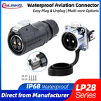 CNLINKO M28 IP68 Circular Heavy Duty Power Connector 50A Male/Female Screw Terminal for EV Charging,Solar & Battery Storage
