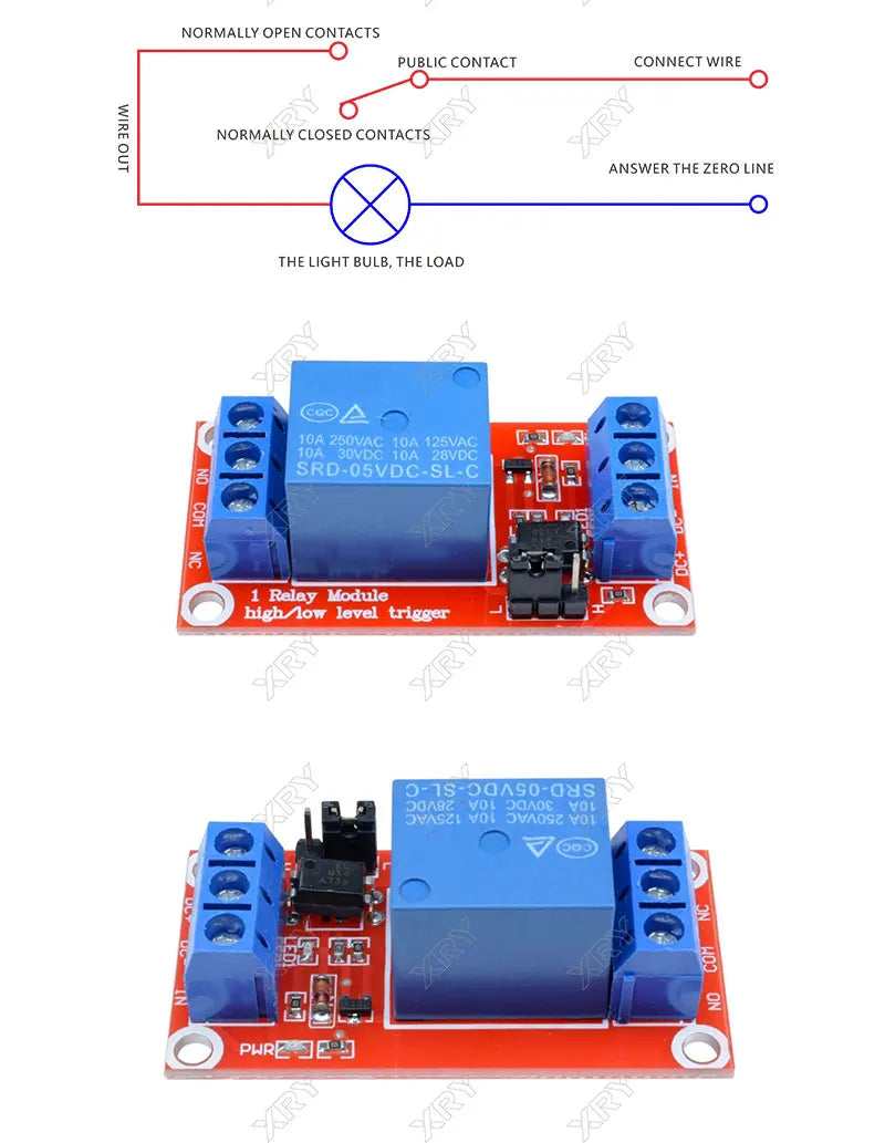 XRY DC 5V 12V 24V 1Channel Relay Module Board Shield with Optocoupler / High and Low Level Trigger for arduino Raspberry Pi