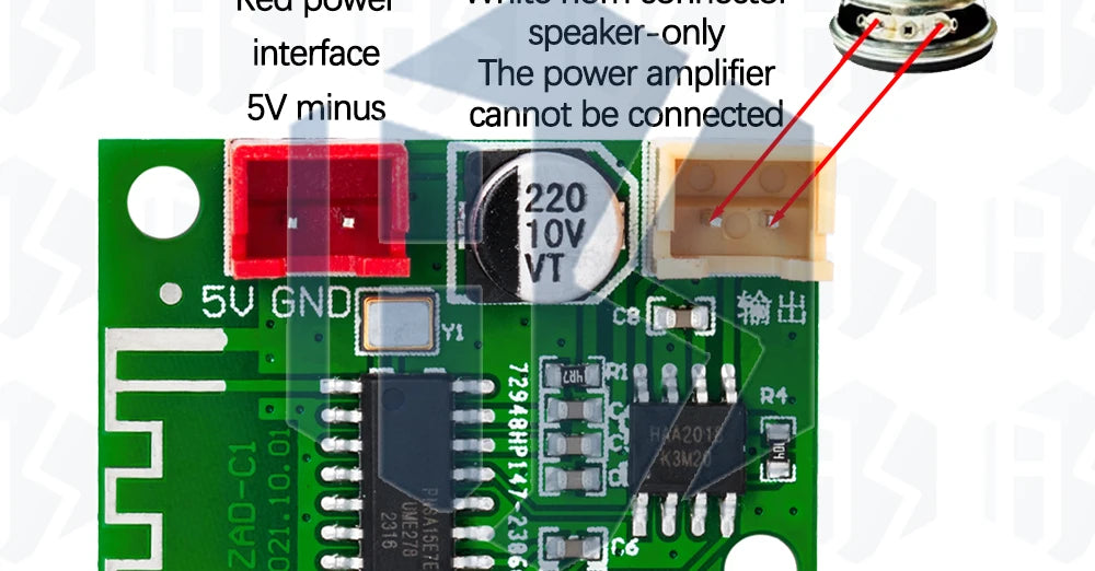 1PC Digital Lossless Music Amplifier: 5V 5W Mono Class D Bluetooth Preassembled Module Board