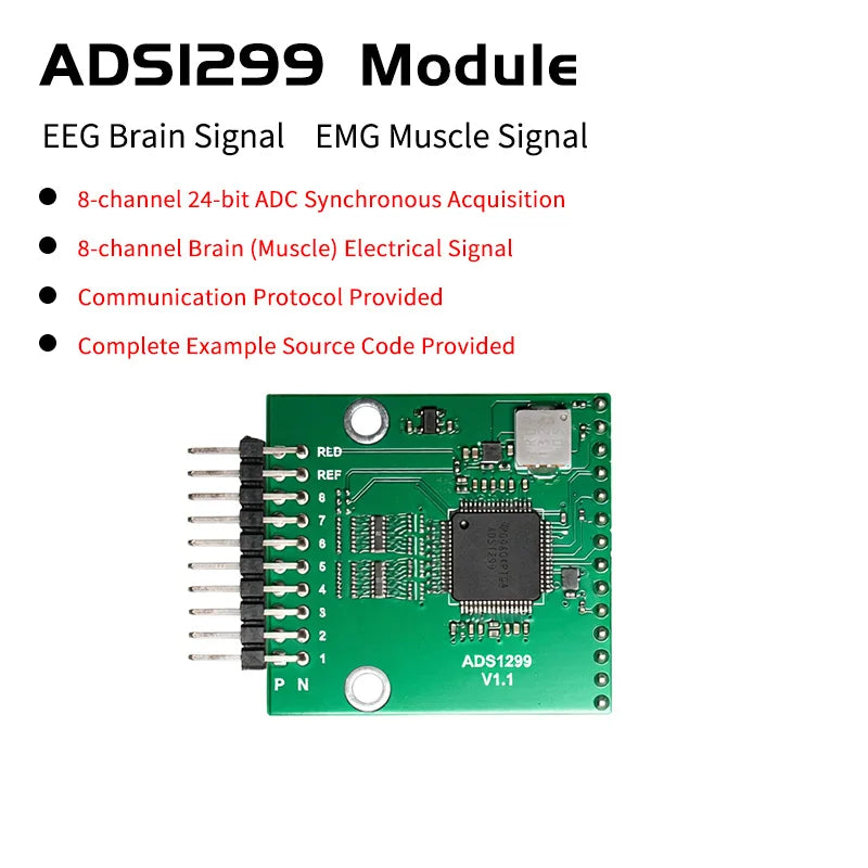 ADS1299 EEG EMG Acquisition Module WiFi Wireless Data Transmission STM32 Development Kit Open Source SDK Raw Bio-Signal Collecti