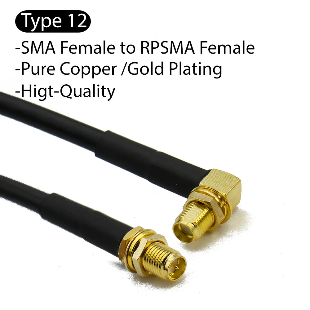 RG58 SMA to SMA Male Female RF Pigtail Jumper Cable Straight Right Angle Antenna Extension Wire for WiFi 3G 4G GSM Radio
