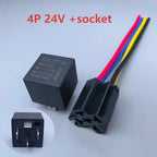 Automotive Relay 12V 24V 4PIN 5Pin 40A Car Relay with Black Red Copper Terminal Auto Relay Socket SPDT Harness Cable