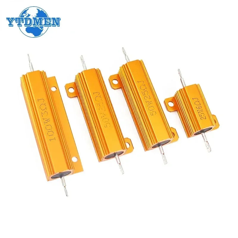 2PCS 10W 25W 50W 100W Load Resistor Aluminum Power Metal Shell Case Wirewound Resistor 0.1~10K Ohm 4ohm 6ohm 8ohm Resistance