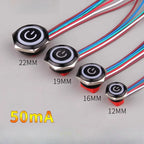 12 16 19 22mm Oxidized Black Ultra-thin Light Touch Button Tri-color Switch Waterproof IP65 Start Power Signal