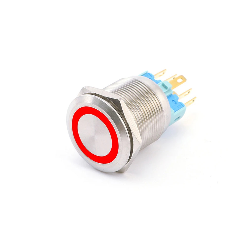 ABILKEEN 22/25MM 1NO1NC/2NO2NC Metal Push Button Switch IP65 Waterproof Momentary/Latching Push Button with LED Ring Light