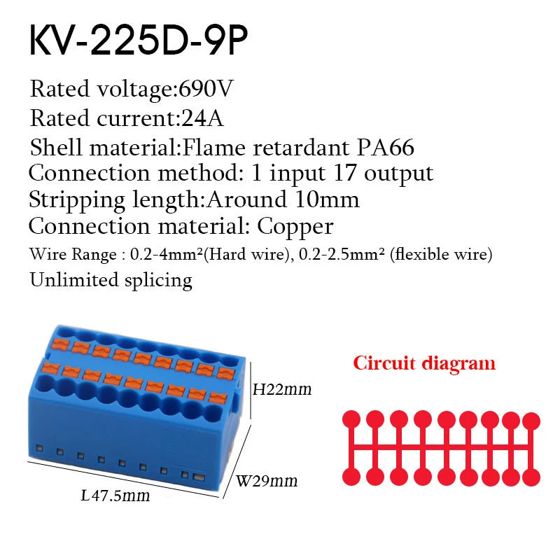 1Pc Wire Electrical Cable Connectors Plug-in Terminal Block PTFIX 2.5mm² Splitter Spliceable DIN-Rail Mounting Junction Box Tool