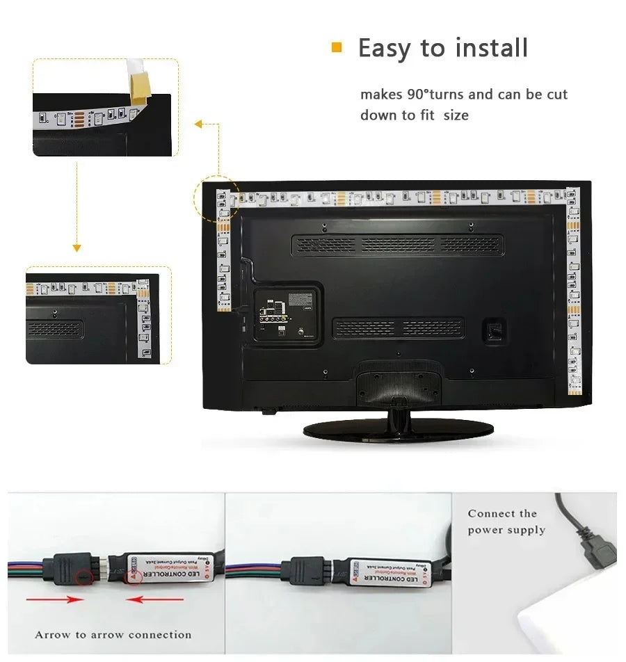 5050 RGB LED Strip Light SMD USB Remote&APP Control Bluetooth Flexible Tape Diode Ribbon for Living Room Bedroom TV Backdrop