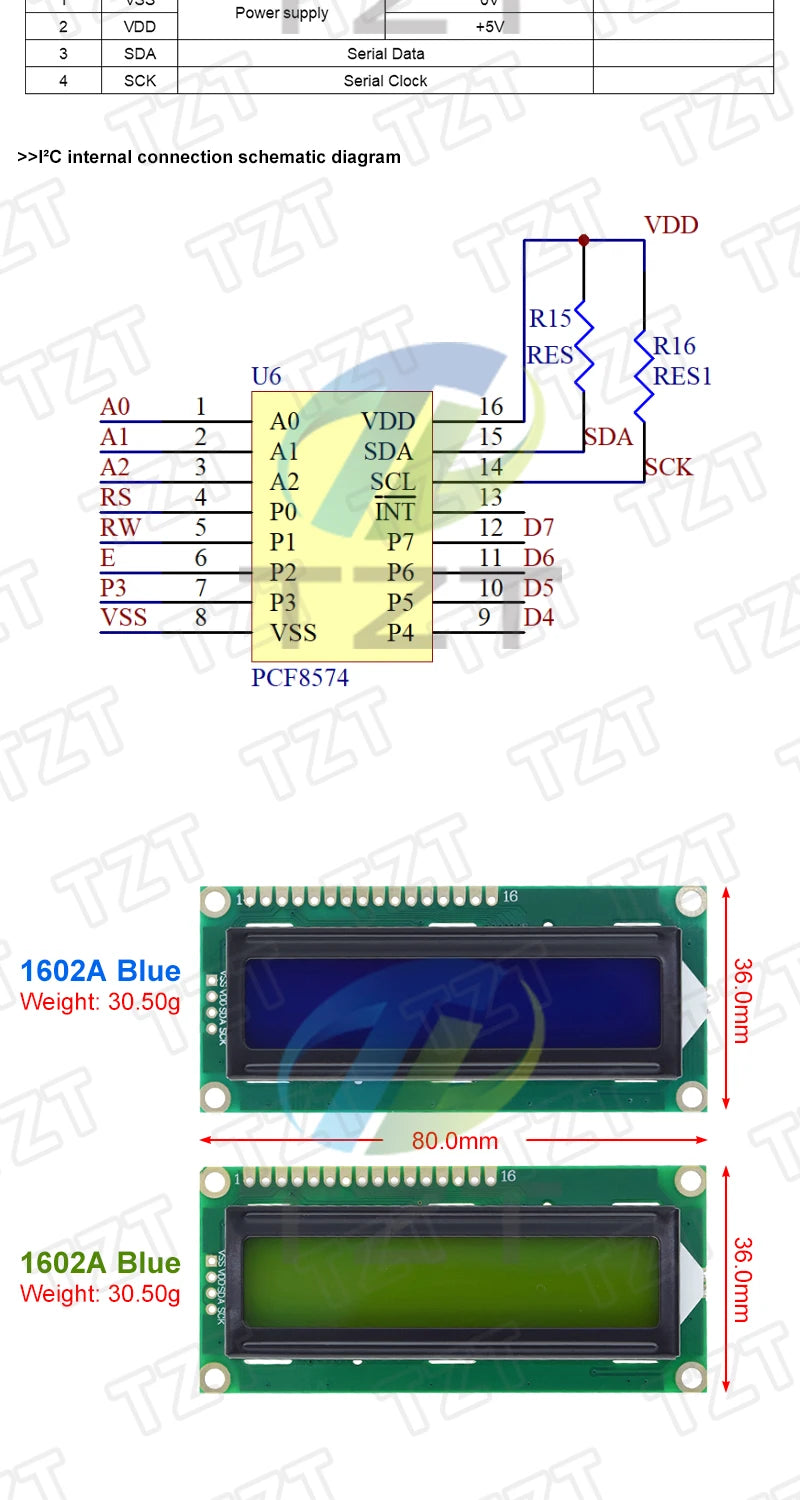 DIYTZT 1/3PCS LCD1602 1602 module Blue green screen 16x2 Character LCD Display Module HD44780 Controller blue blacklight