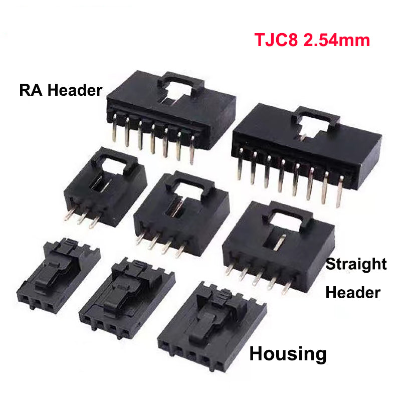 100pcs MX2.54mm dupont Housing wt Latch Right Angle Straight Wafer Single Row Pin Header Terminal 2543 TJC8 2P 3P 4P 5P 6P 12P