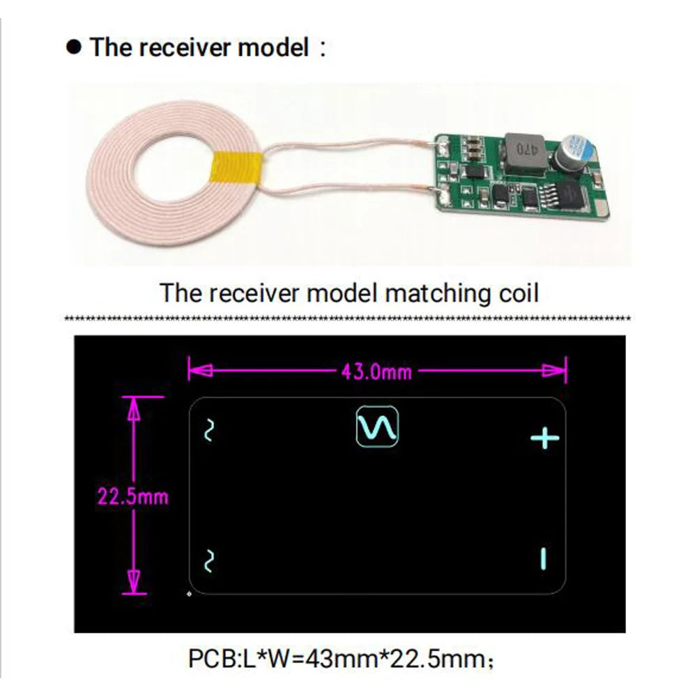 30W 2.5A Wireless Power Supply Module Robot Wireless Charging Dc 12V 24V Coil Charge Transmitter + Receiver