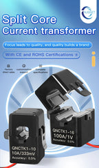 QNCTK1-16 100A 333mV 150A 1V QNCTK1-10 50A 333mV 30A 1V Split Core Current Transformer Sensor Clamp CT