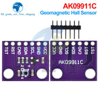 TZT 1/3PCS MCU-9911 AK09911C Geomagnetic Hall Sensor Three-axis Compass Magnetometer Module