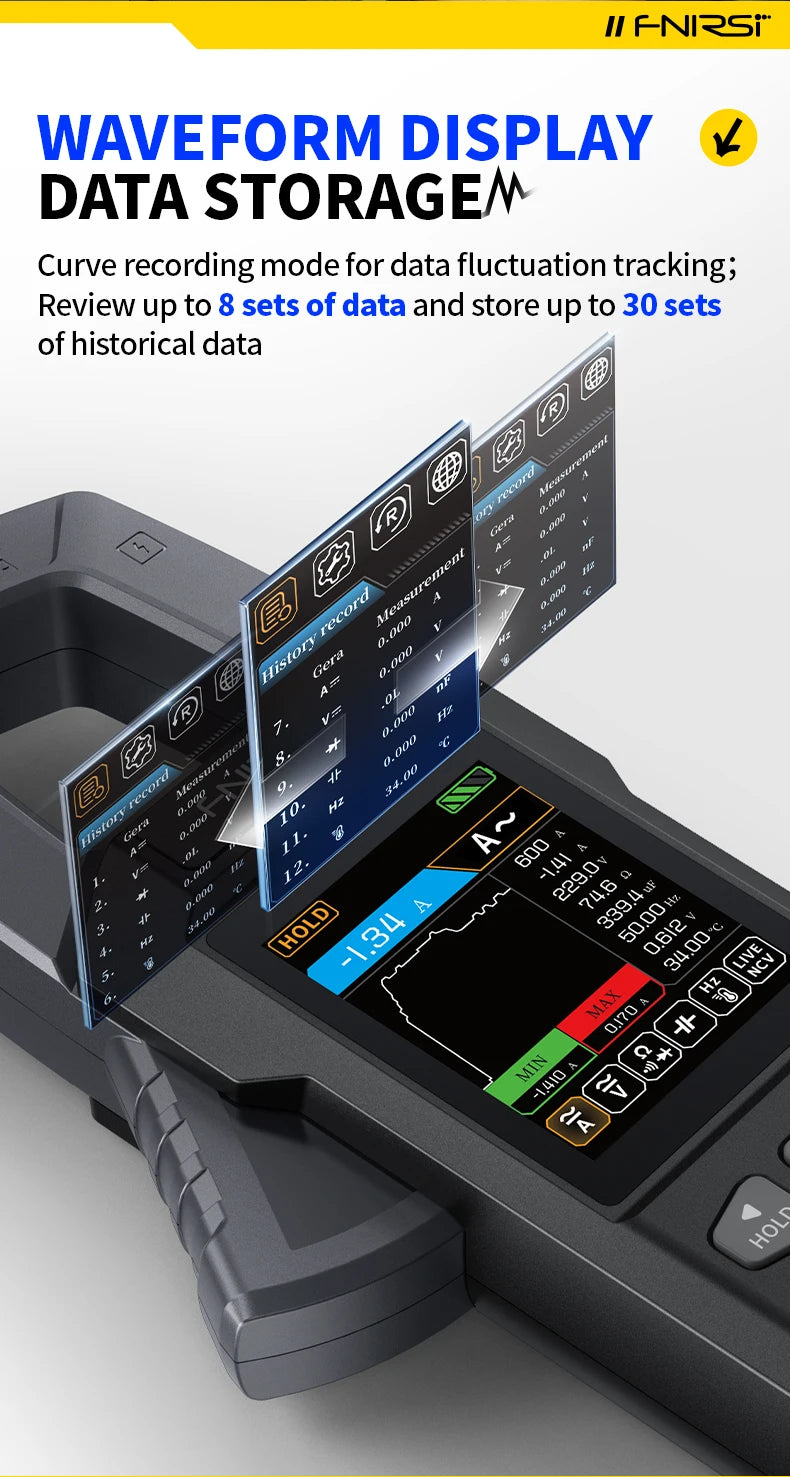 FNIRSI DMC-100 Clamp Type Multimeter Automatic Intelligent High Precision Ammeter with Temperature Probe