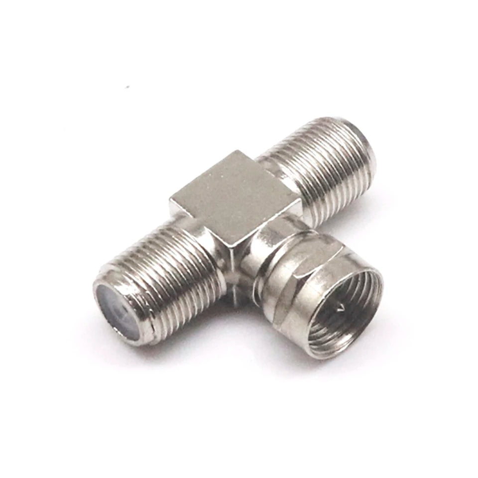 5pcs British F-head zinc alloy direct connection 90 degree elbow cable TV inch docking F tee four-way F-JKK