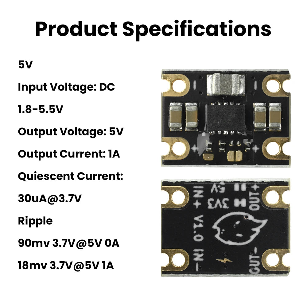 Mini Buck-Boost Converter Module TPS63802 DC 1.8-5.5V Input 3.3V 5V Output for DIY Projects and Power Banks