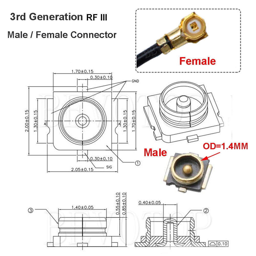 10PCS/Lot U.FL IPX-1st/3rd/4th Compatible Male Plug WiFi Antenna Socket SMT PCB RF Coaxial WiFi Connector Antenna Board Terminal