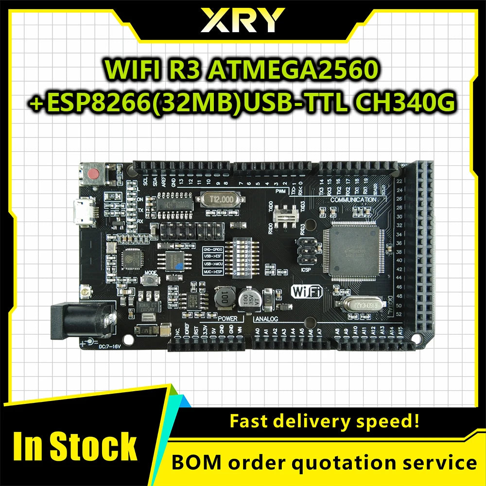 XRY Mega2560 WiFi R3 ATmega2560 ESP8266 32Mb memory USB-TTL CH340 Compatible for Arduino Mega NodeMCU For WeMos MEGA 2560 NEW