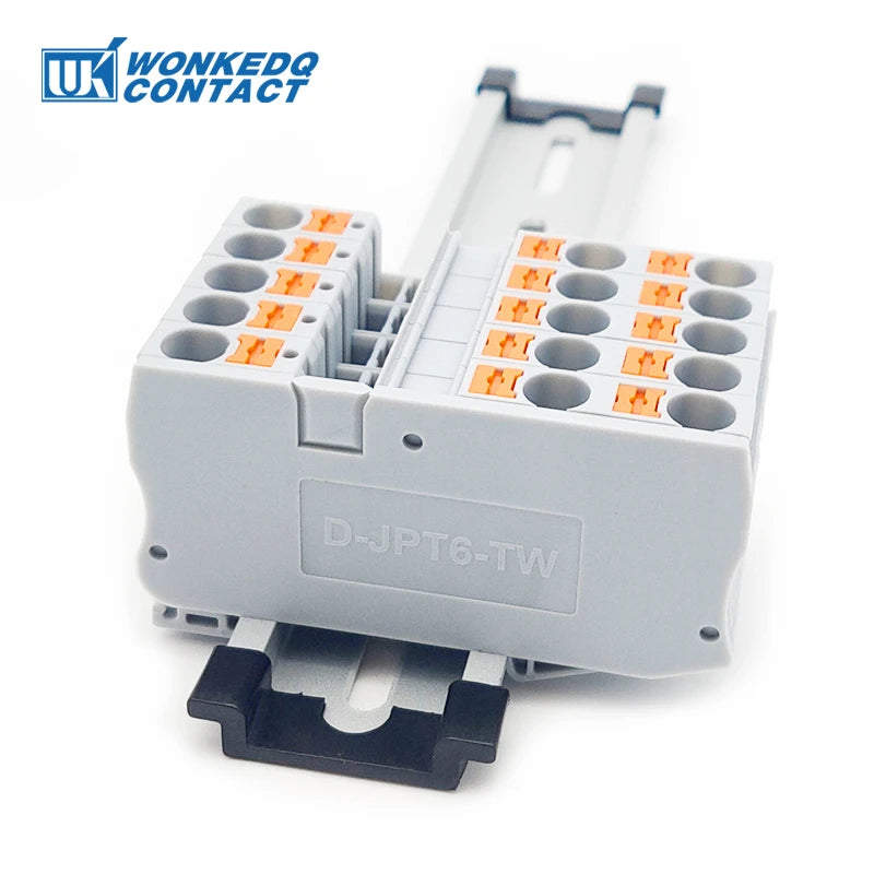 PT6-TW-PE Push-in Ground Terminals 6mm 1-in 2-out Din Rail Terminal Block Earthing Cable Connector Electrical PT 6-TWIN-PE