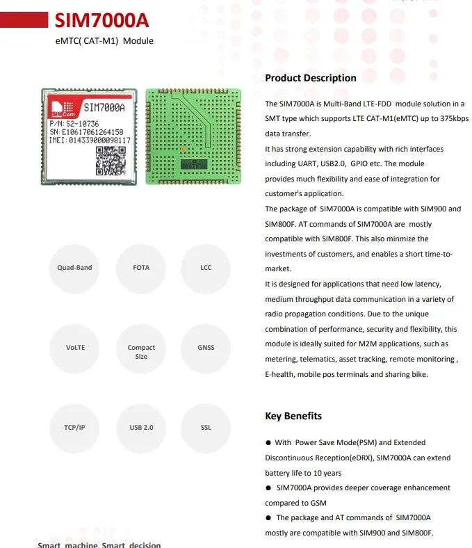 SIMCOM SIM7000 SIM7070 LPWA+NB-IoT+Cat-M+GPS Module SIM7000A SIM7000E SIM7000G A7676E Core Board for Metering Asset Tracking