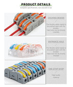 40PCS Lever Wire Connectors 1 in 1 out Quick Connect Electrical Splicing Kit for Compact Inline Terminals - 28-12 AWG