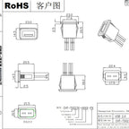 2.0 USB Female Base 2P/4P Direct Pressure Buckle Welding Wire Type A-Port Waterproof Socket Charging Female Plug