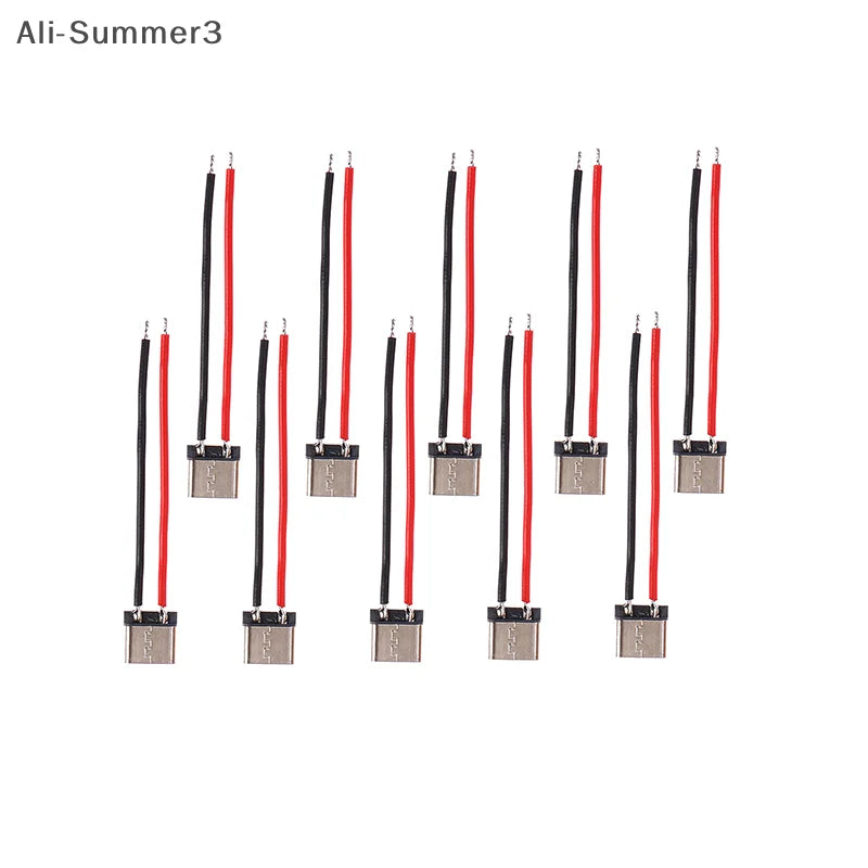 10Pcs Micro USB Type-C 2Pin Horizontal 2P Simple Soldered Female Plug-in Board Quick Charging Connector