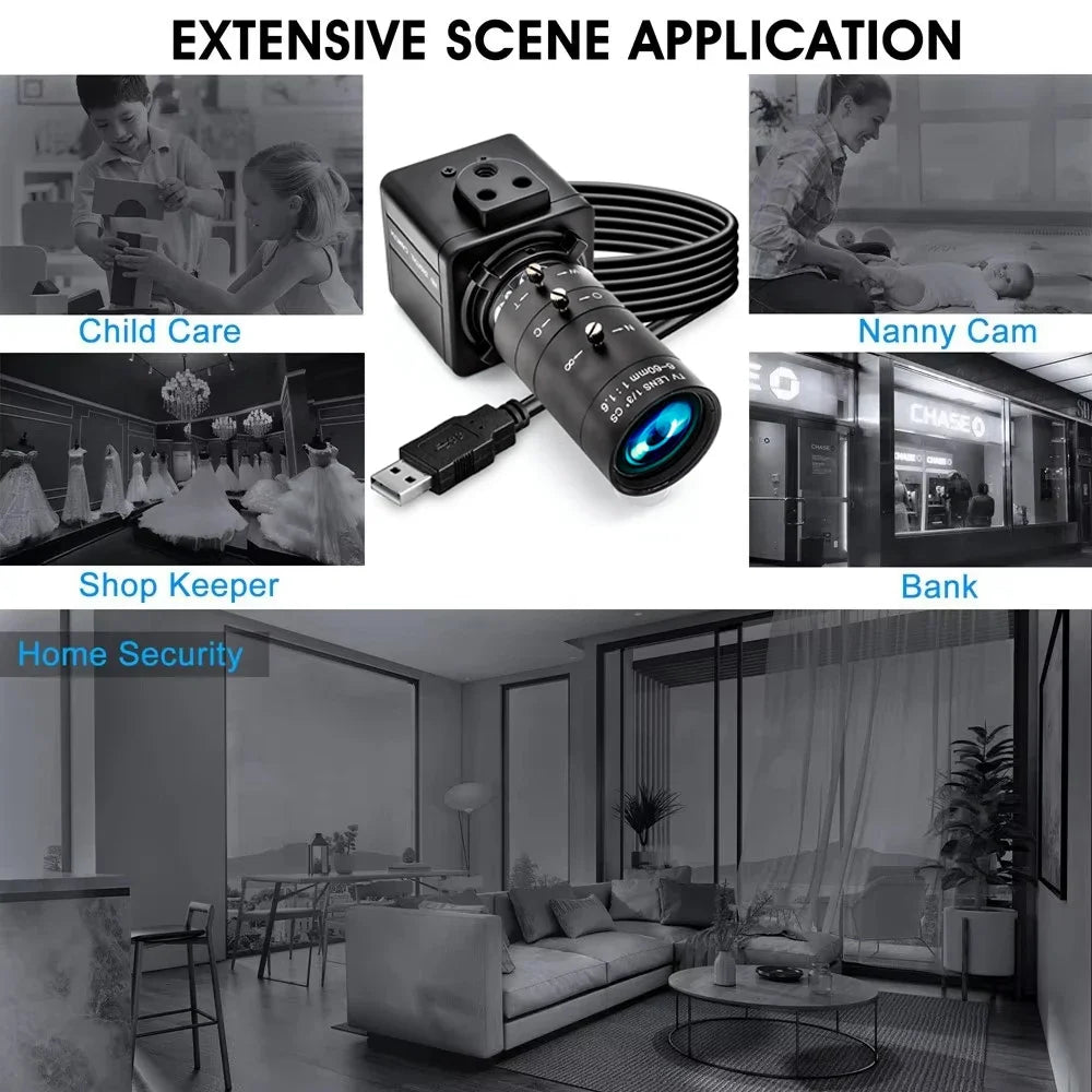 Global Shutter USB Camera 1080P 90FPS Industrial Metal Box With 5-100mm Varifocal Lens Plug Play For Meeting Document Scanning