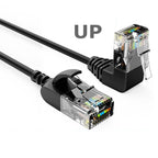 90 Degree Angled, Flexible Slim & Ultra Thin Cat6 Rj45 Ethernet Patch LAN Cord up to High Speed 10Gbps 550MHz for PC, Router