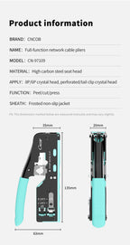 CNCOB RJ45 Pass Through Crimping Tool for Cat8 Cat7 6A Cat6/5e Ethernet Modular Plugs Ends Connectors, All-in-One, RJ11 Crimp