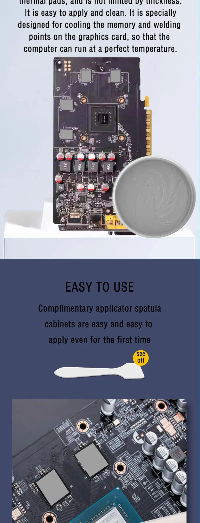 JARAPAD Thermal Putty For VGA GPU IC Processor Rapid Cooling Thermal Pad Replacement Heat Blocking Putty High Performance