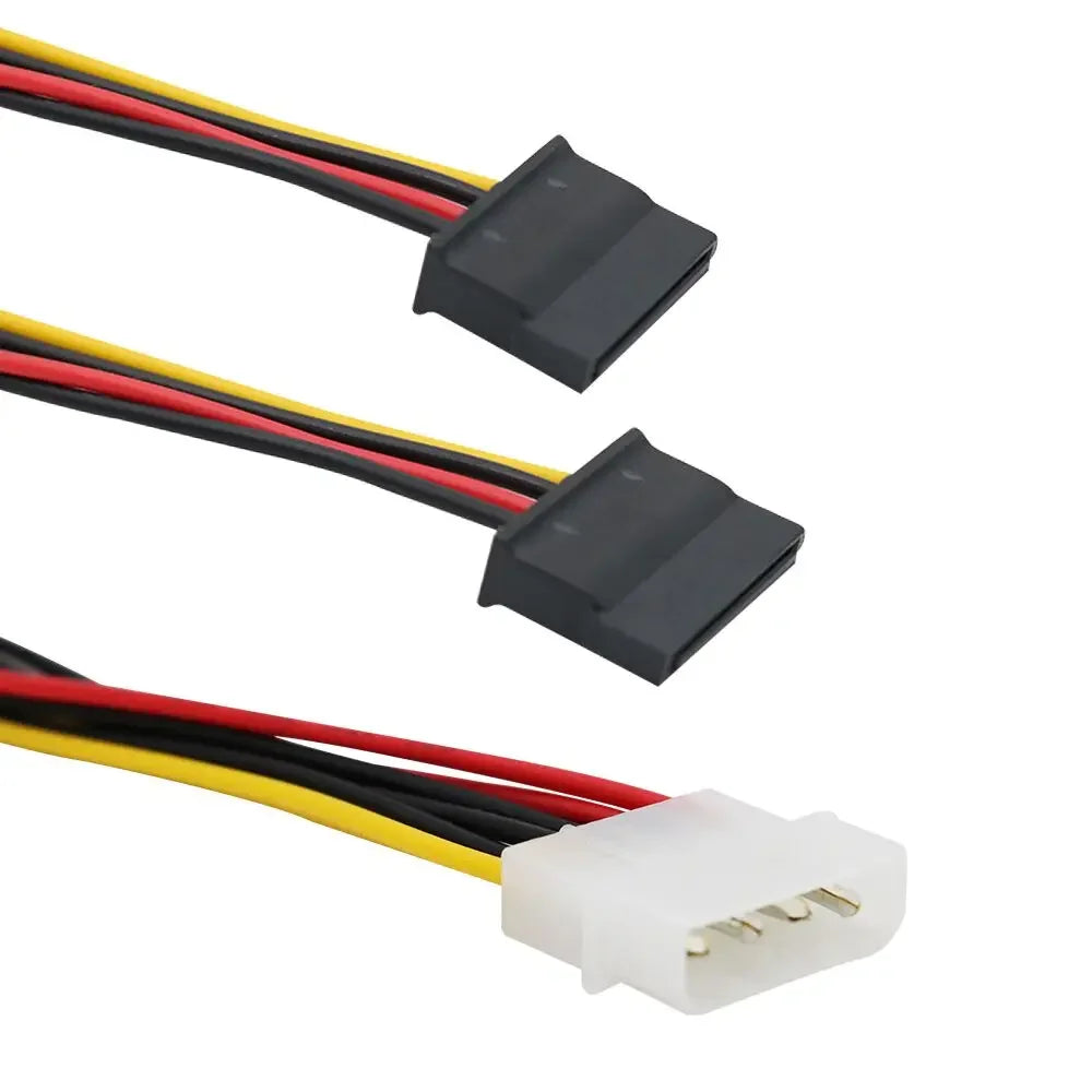 5Pcs 4 Pin Molex To 2‑15 Pin SATA Power Y‑Splitter Cable 8 Inch IDE Power Adapter Wire For Hard Drive HDD PC Internal Connection