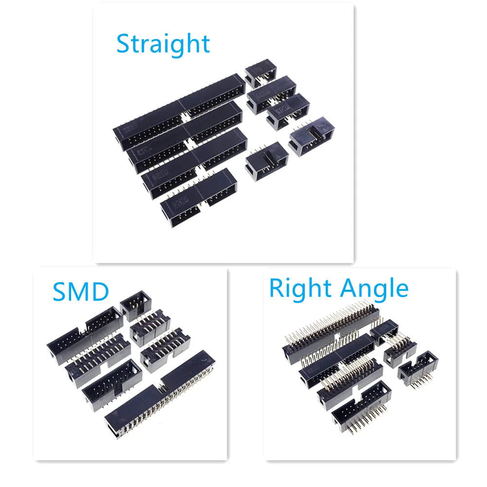 100 Pcs 2.54 MM Male PCB Header 6 8 10 12 14 16 20 24 26 30 34 40 50 60 64 80 Pin Straight ShroudedDIP SMD IDC Socket Box JTAG