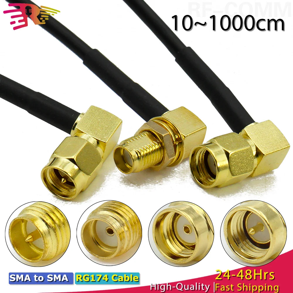 RG174 SMA to SMA Male Female Straight Right Angle Antenna extension jumper RF Pigtail Adapter Cable For WIFI 3G 4G GSM Antenna