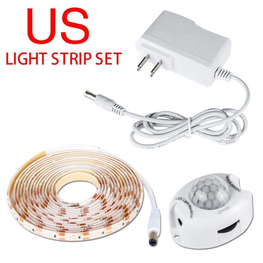 12V PIR Motion Sensor LED Strip Lights Auto On/Off Stair Wardrobe Closet Kitchen Backlight 1M-5M Human Infrared Sensing LED Tape